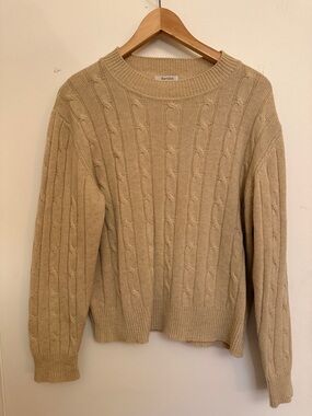 Italian Cashmere Blend Cable Knit Sweater Beige L Made in Italy Bartolini